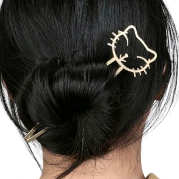 Cat Design Bronze Gold Metal Hair Accessory 1 Piece Pin - Picture 1 of 5